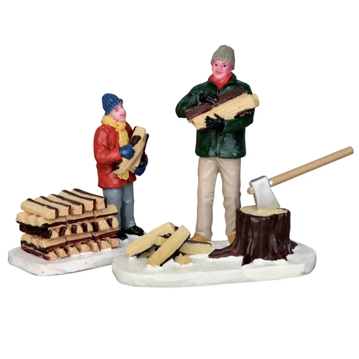 Lemax Vail Village Figurine: Stacking Firewood, Set Of 2 #52323 1