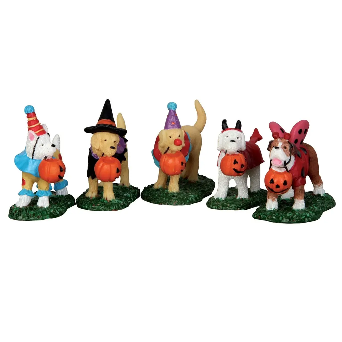Lemax Spooky Town Trick Or Treating Dogs, Set Of 5 #52301 1