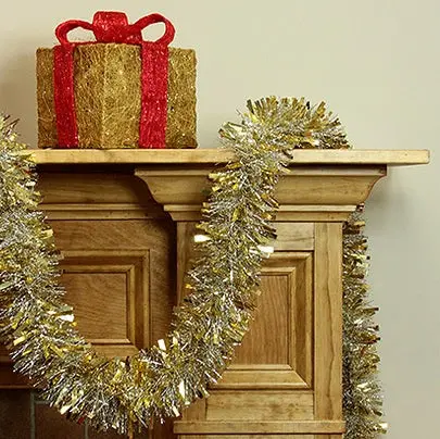12' Fancy Laser Midas Gold Tinsel Christmas Garland 2