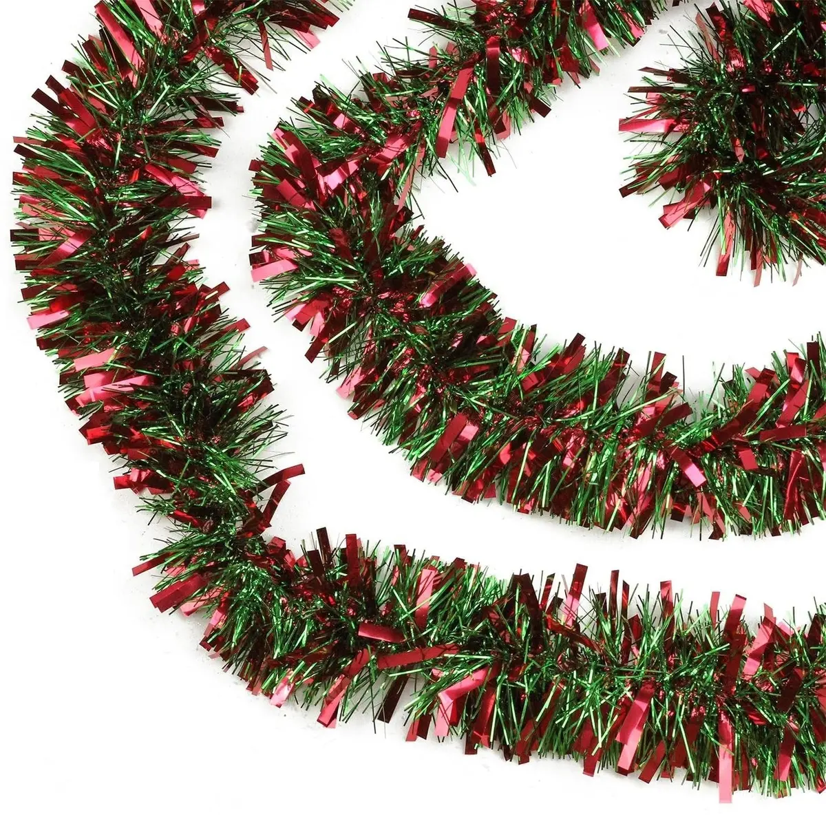 10' Red And Green Mini Mega Wide Tinsel Garland 1
