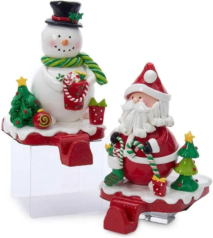 5.5" Claydough Santa/Snowman Stocking Hanger 1
