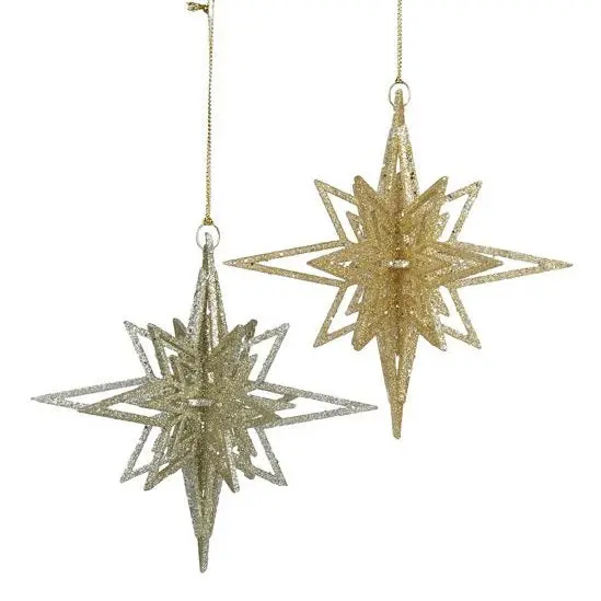 5.5" Nordic Glittered Starburst Ornament 1
