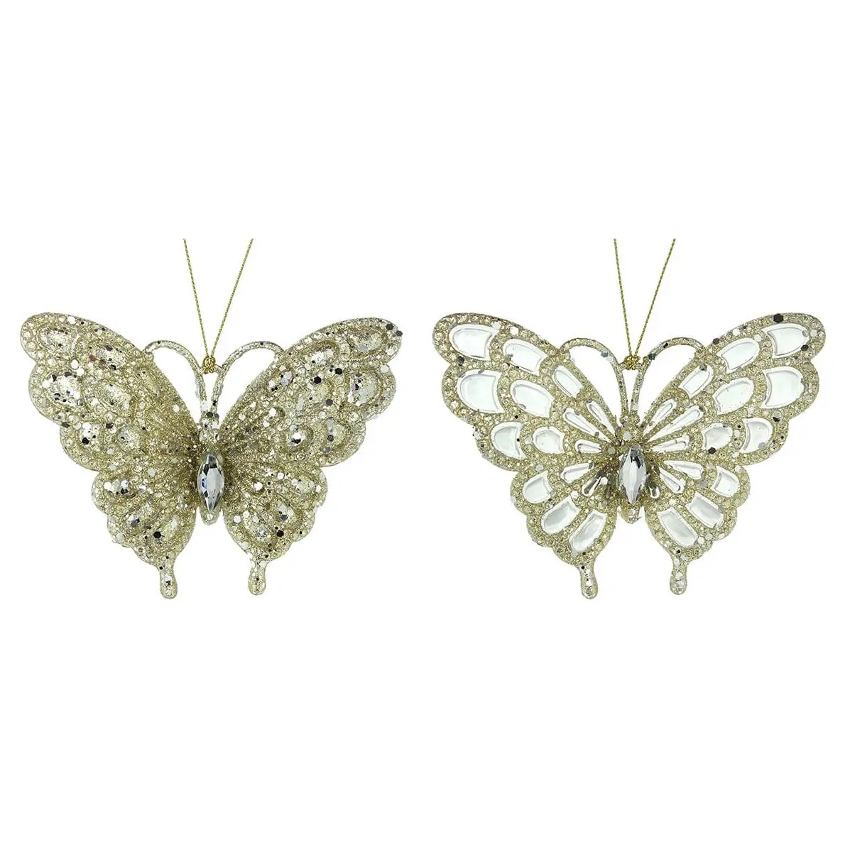 3.12" Acrylic Platinum Glitter Butterfly Ornament 1