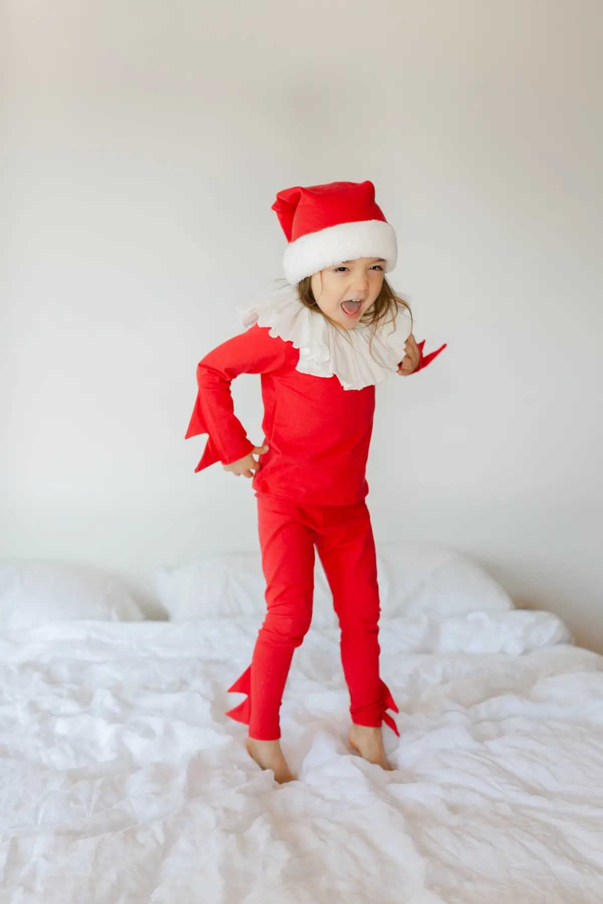 Band Of The Wild Red Holiday Elf Pajama Costume, Santa Costume 4