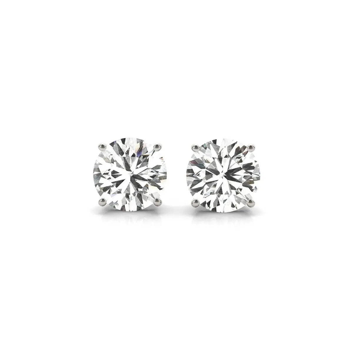 4 Cttw Certified Igi Lab Grown Round Diamond Stud Earrings 14K White Gold (G/Vs2) 1