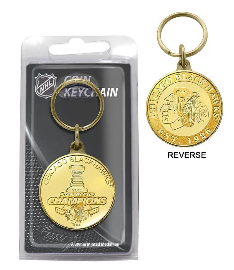 Highland Mint Chicago Blackhawks 2015 Stanley Cup Gold Coin Keychain 1