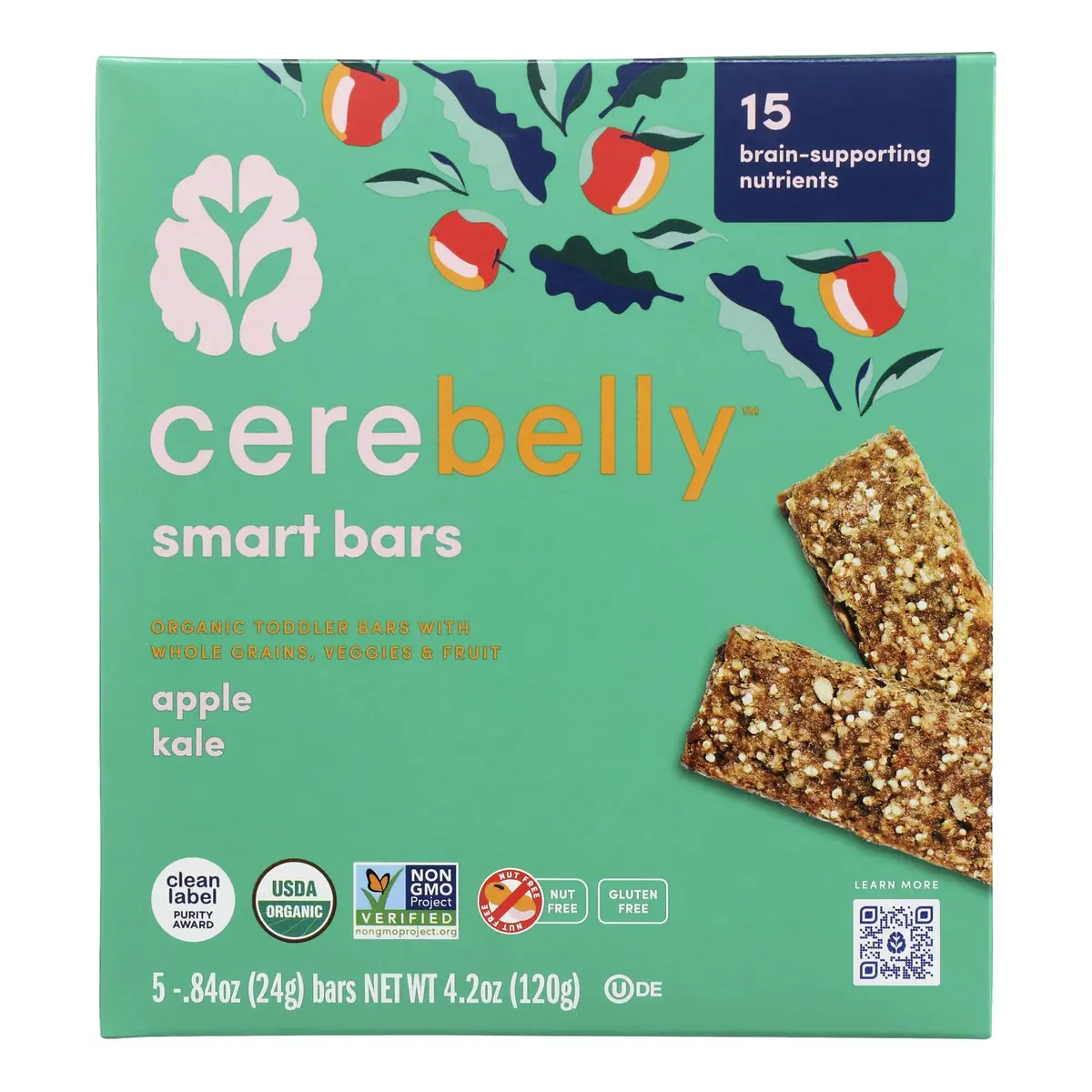 Cerebelly Smart Bar With Apples & Kale | 4.2 Oz | Case Of 6 1