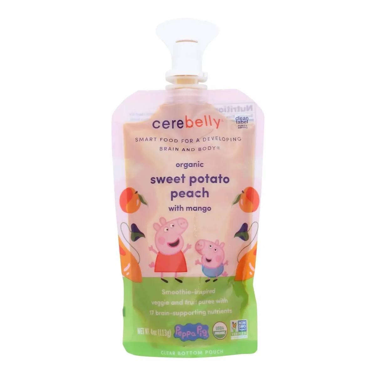 Cerebelly Sweet Pot Peach Mango Puree 4 Oz Pouch - Case Of 6 1