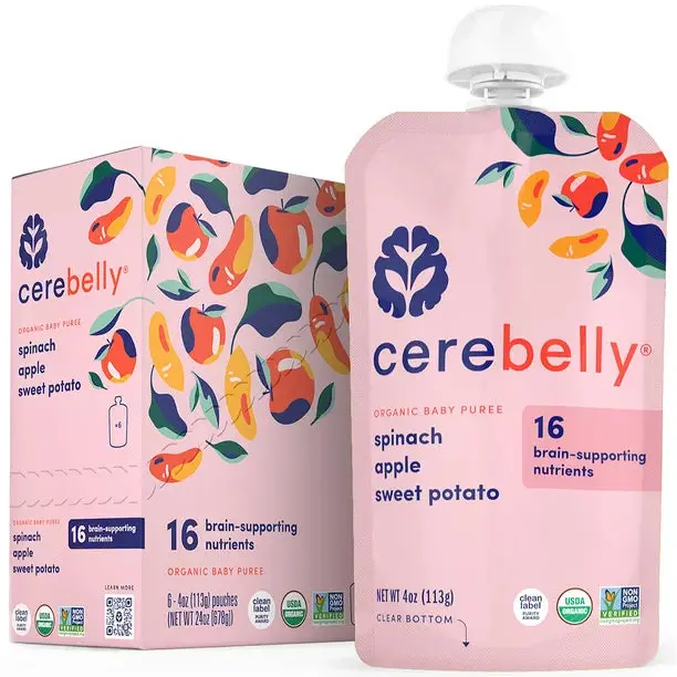 Cerebelly Spinach Apple Sweet Potato Puree | 3/4 Oz, Case Of 6 1