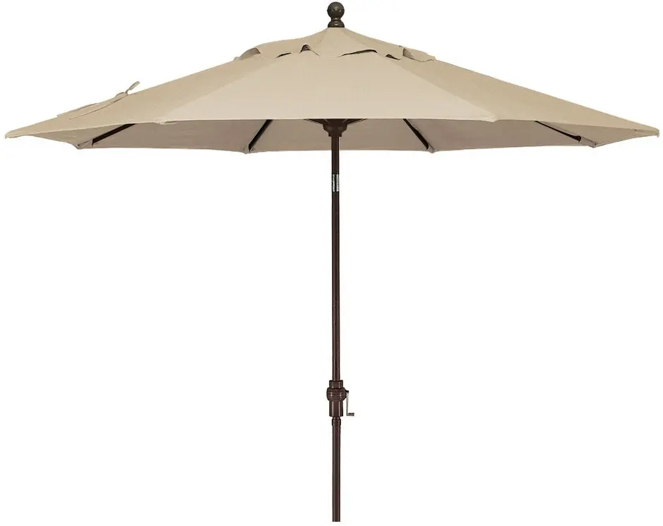9' Auto Tilt Market Bronze Frame Cream Canopy Umbrella Thin Pole 1