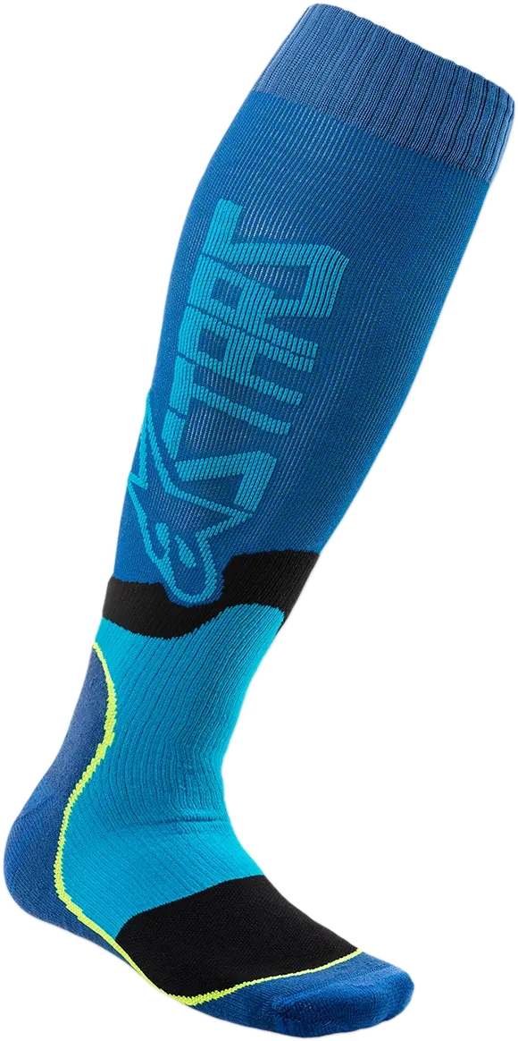 Alpinestars Mx Plus 2 Socks - Black/Cyan - Large/2Xl 4701920-707-L2X 1