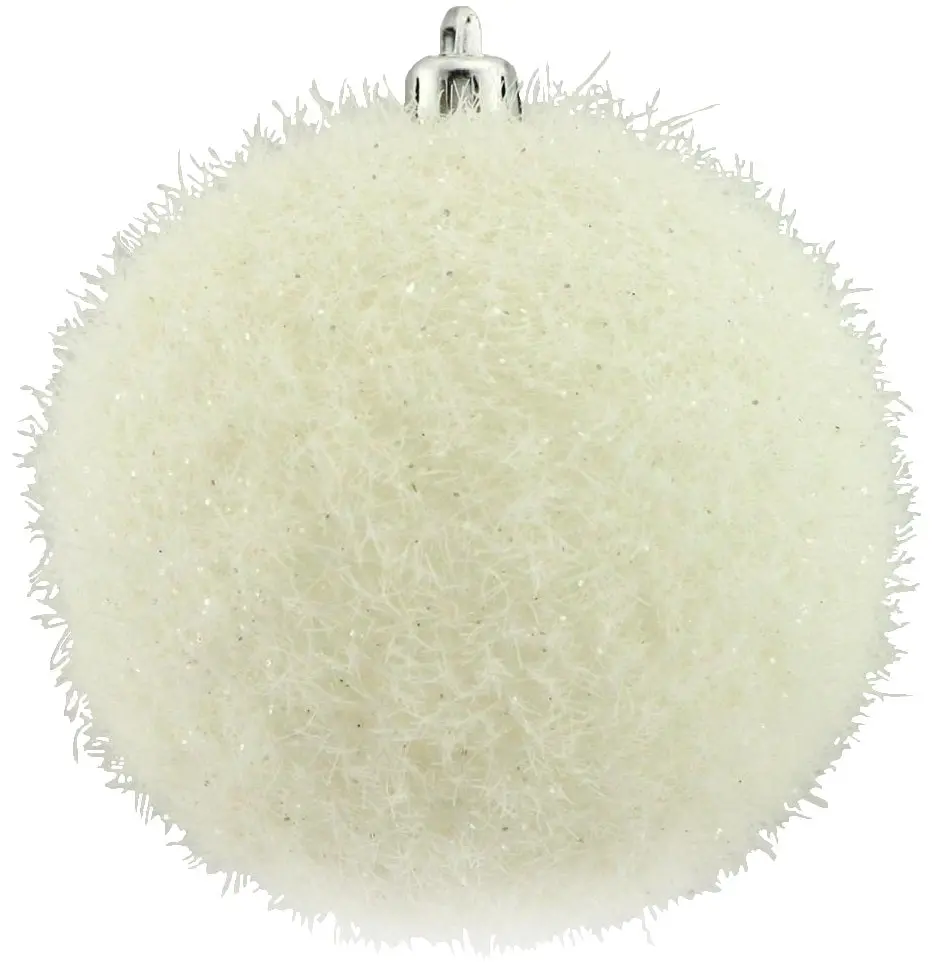 100Mm Flocked Hair Glitter Ball Ornament 1