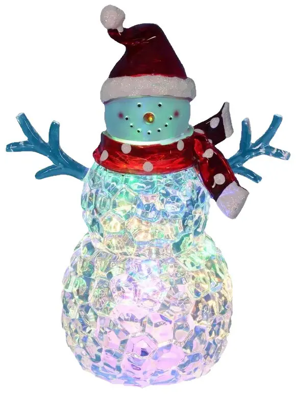 9" Battery-Operated Light Up Acrylic Snowman Figurine 1