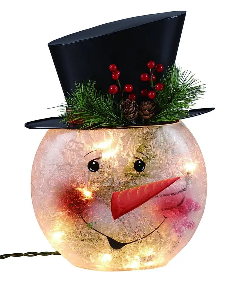 12" Crackle Glass Snowman Lamp 1