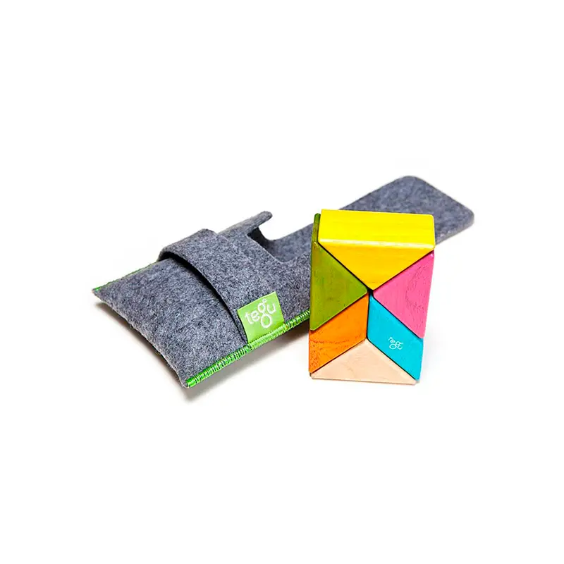Tegu Pocket Pouch Prism  Magnetic Wooden Blocks  6 Pieces 1