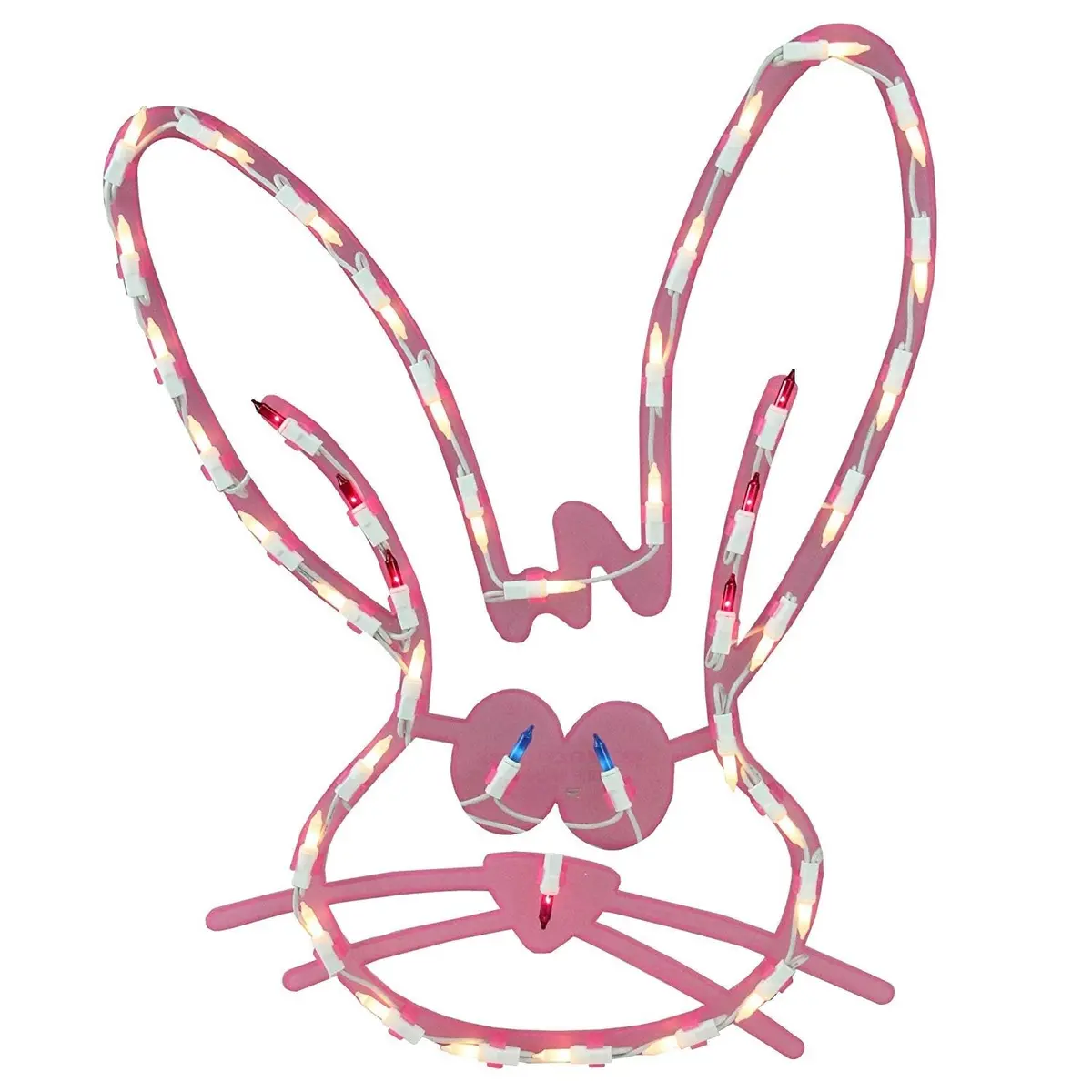 Lighted Pink Bunny Head Easter Window Silhouette Decoration 1