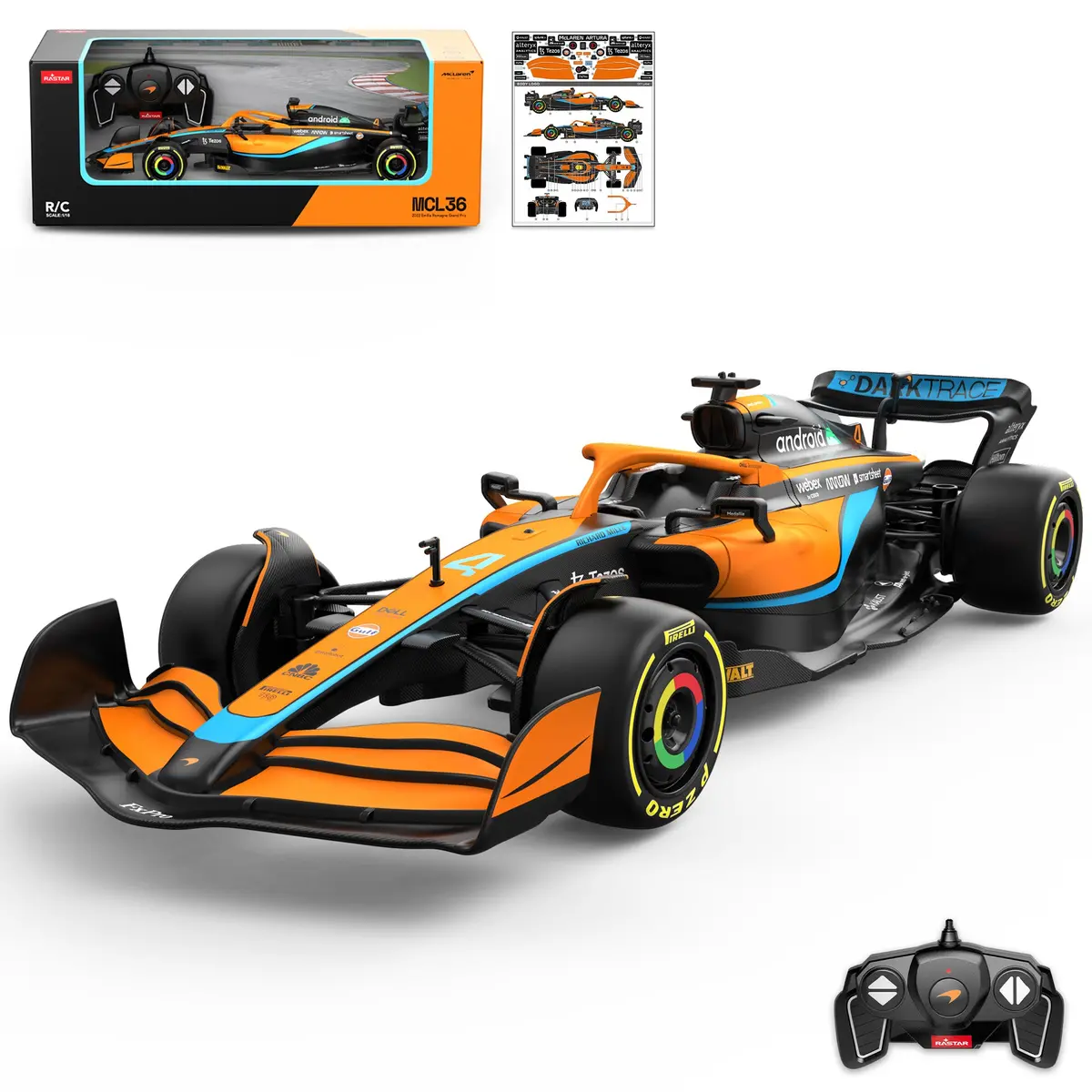 Mclaren F1 Mcl36 Rc Car 1/18 Scale Licensed Remote Control Toy Car, Official F1 Merchandise By Rastar 1