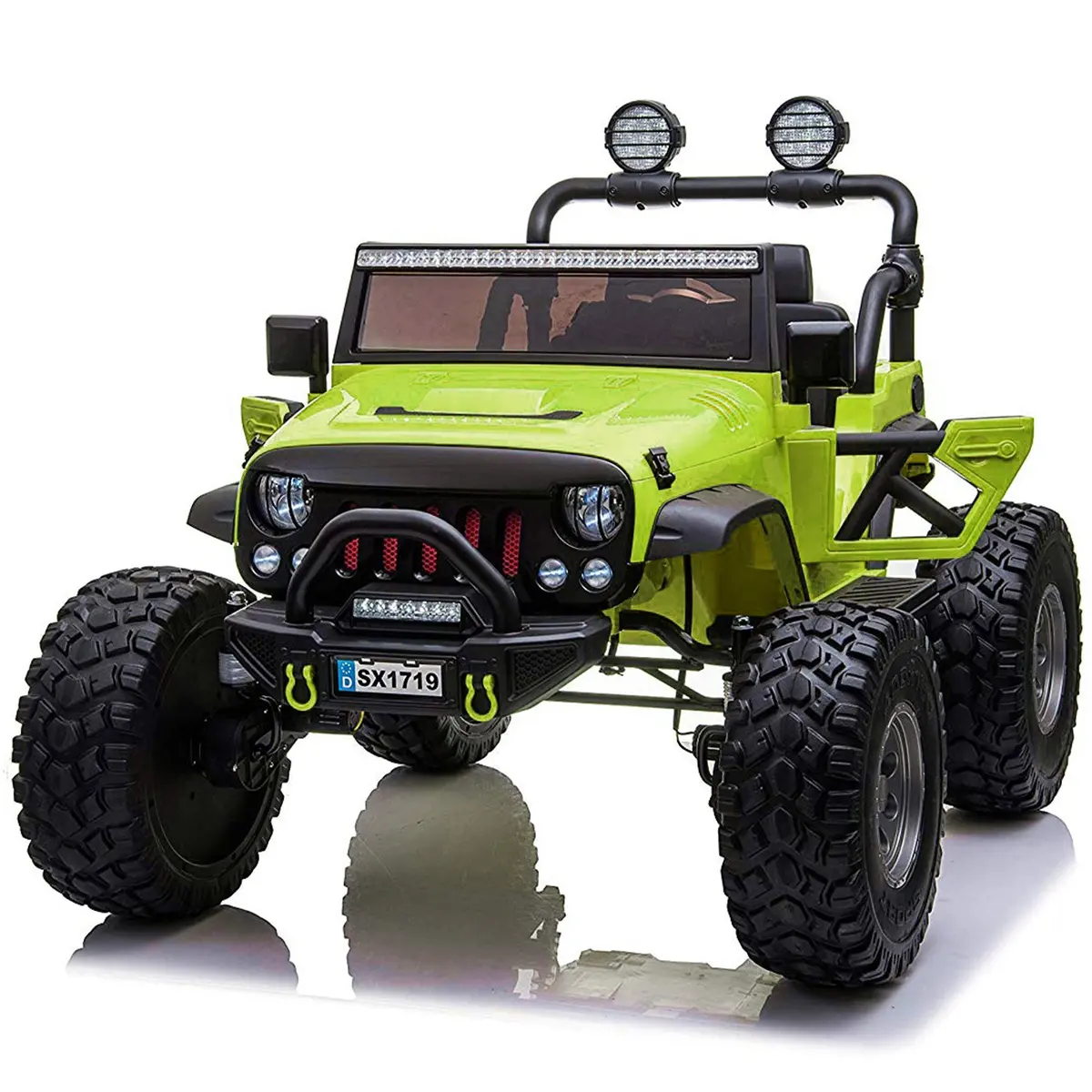 Lifted Monster Jeep 12V 2 Seater Classic Ride On Car With Remote Control, Leather Seat And Eva Tires 2