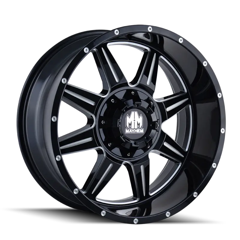 Mayhem Monstir 20X9 Black Wheel With Milled Spokes — 6X135 Bolt Pattern, 0Mm Offset, 106Mm Hub Bore 1