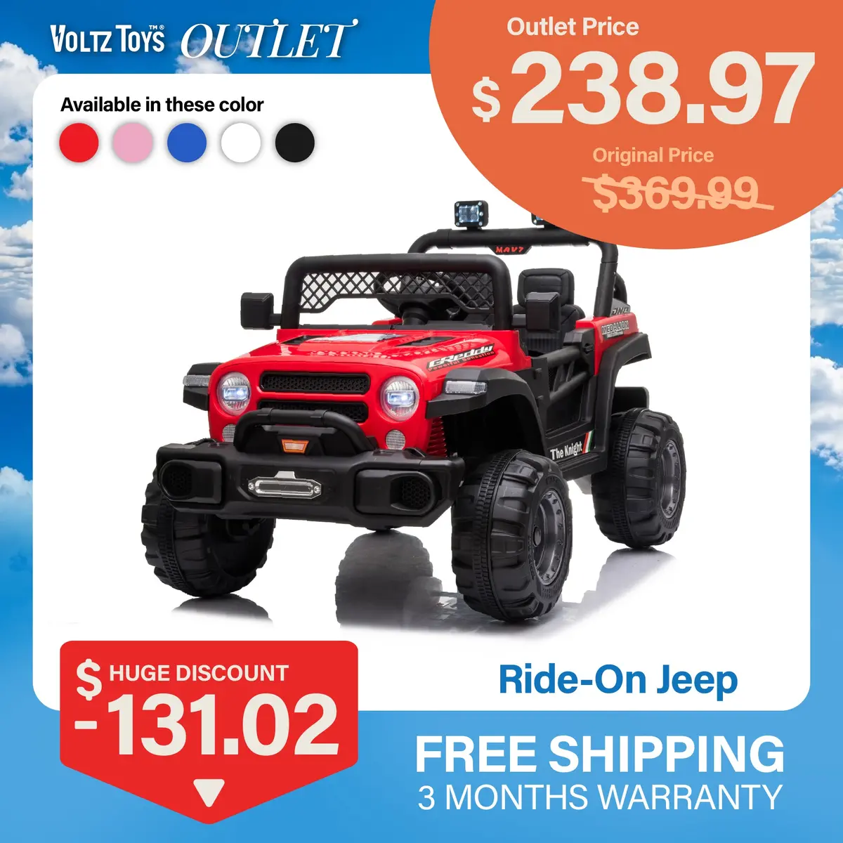 Jeep 12V Kids Ride On Car Toy With Open Doors, Realistic Lights And Remote Control 1