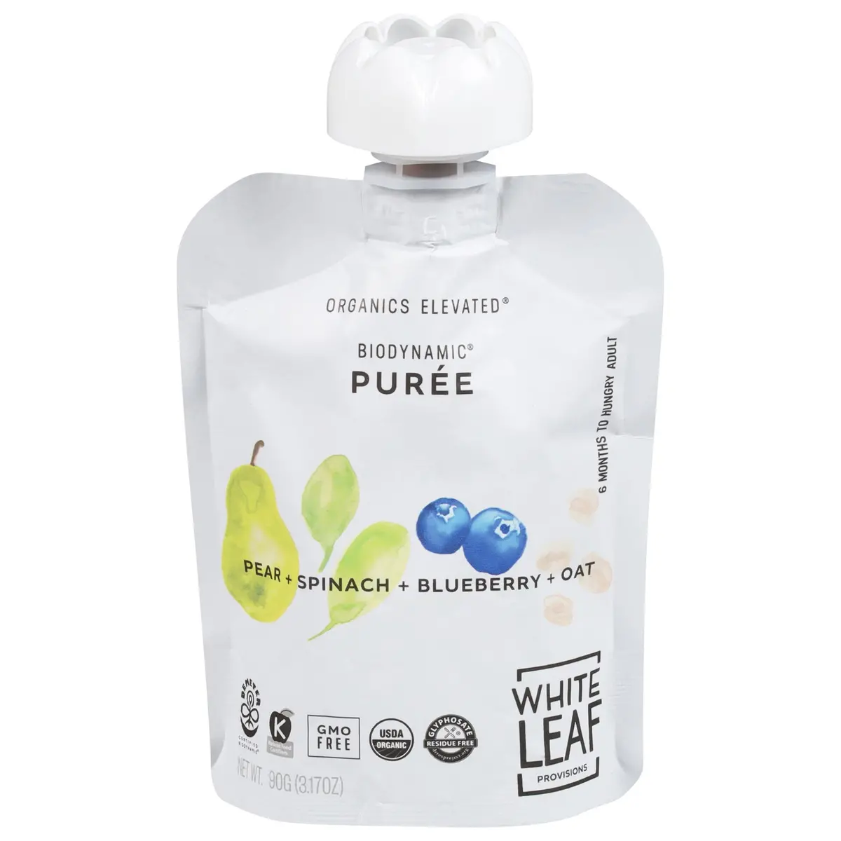 White Leaf Provisions Organic Spinach Blueberry Baby Food, Stage 2, 6-3.17 Oz Pouches 1