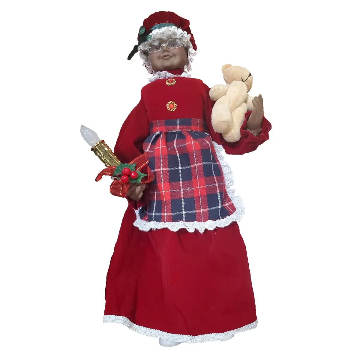 24" Animated African American Mrs. Claus With Lighted Candle 1