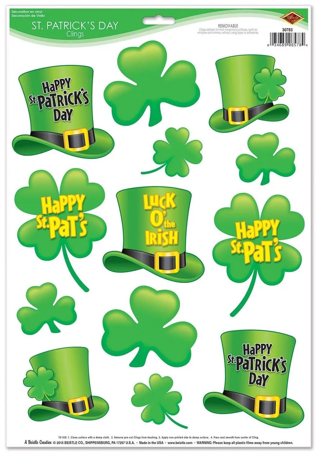 12" X 17" St. Patrick's Day Window Clings 1