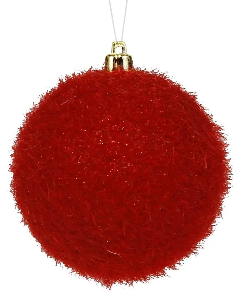 100Mm Flocked/Hair Glitter Ball Ornament 1