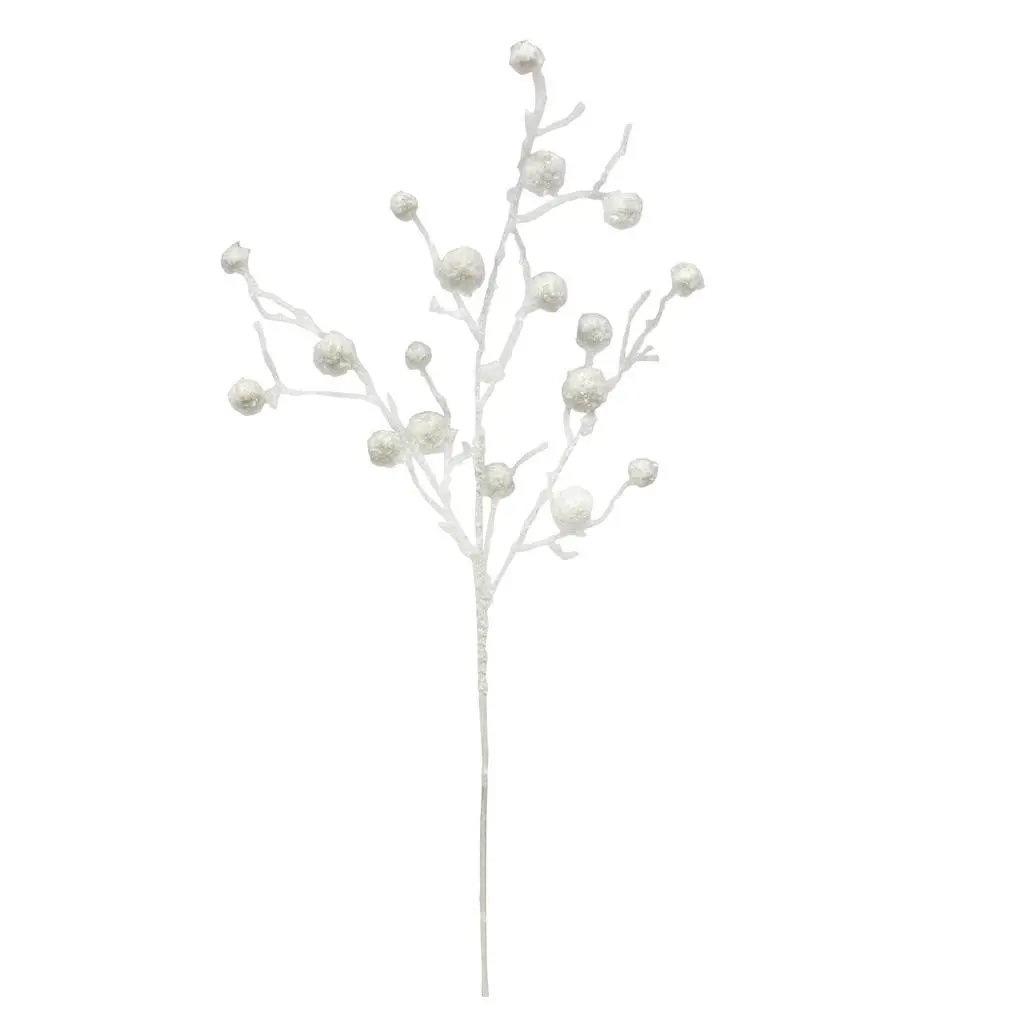 29" White Snowball Berry Floral Pick Spray 1