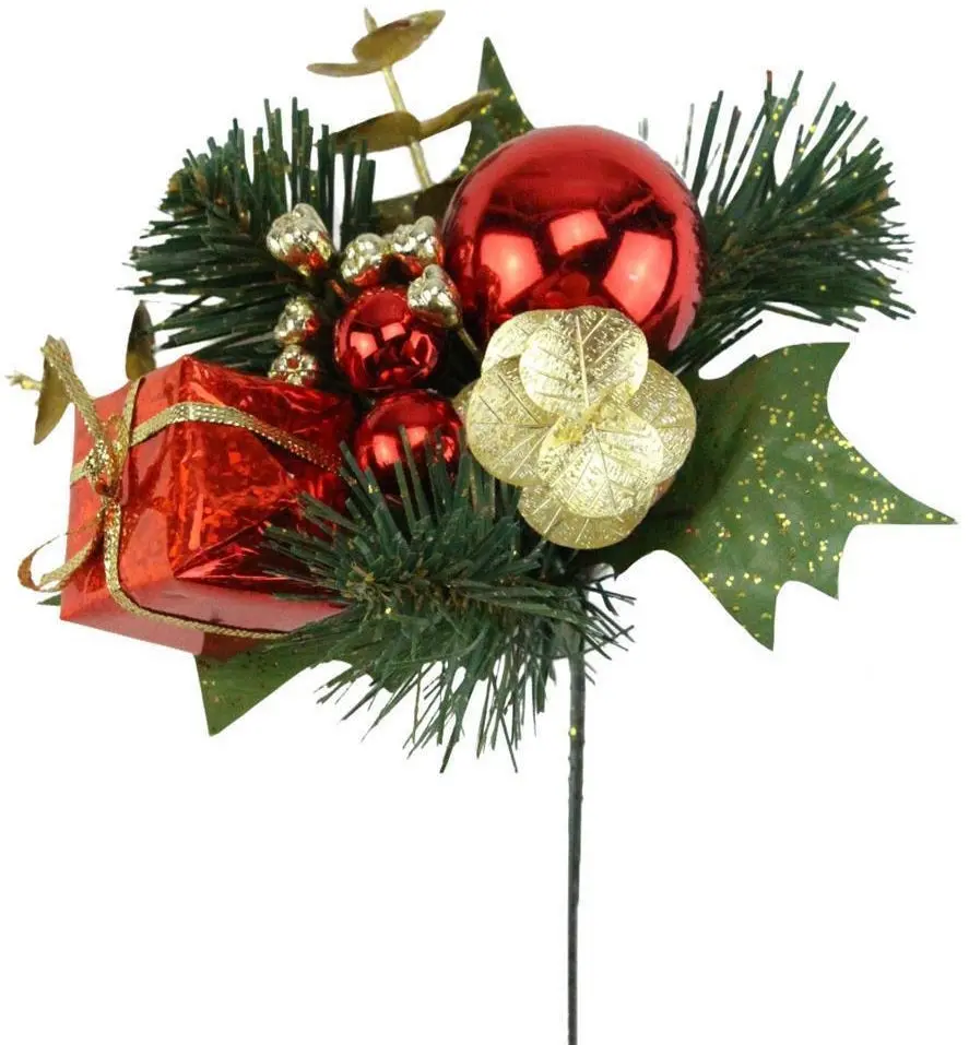 8" Festive Present, Bauble, Pine Cone, Berry & Pine Pick 1