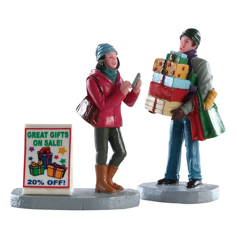 Lemax General Collectible Figurines: Shopping Teamwork, Set Of 2 #82584 1