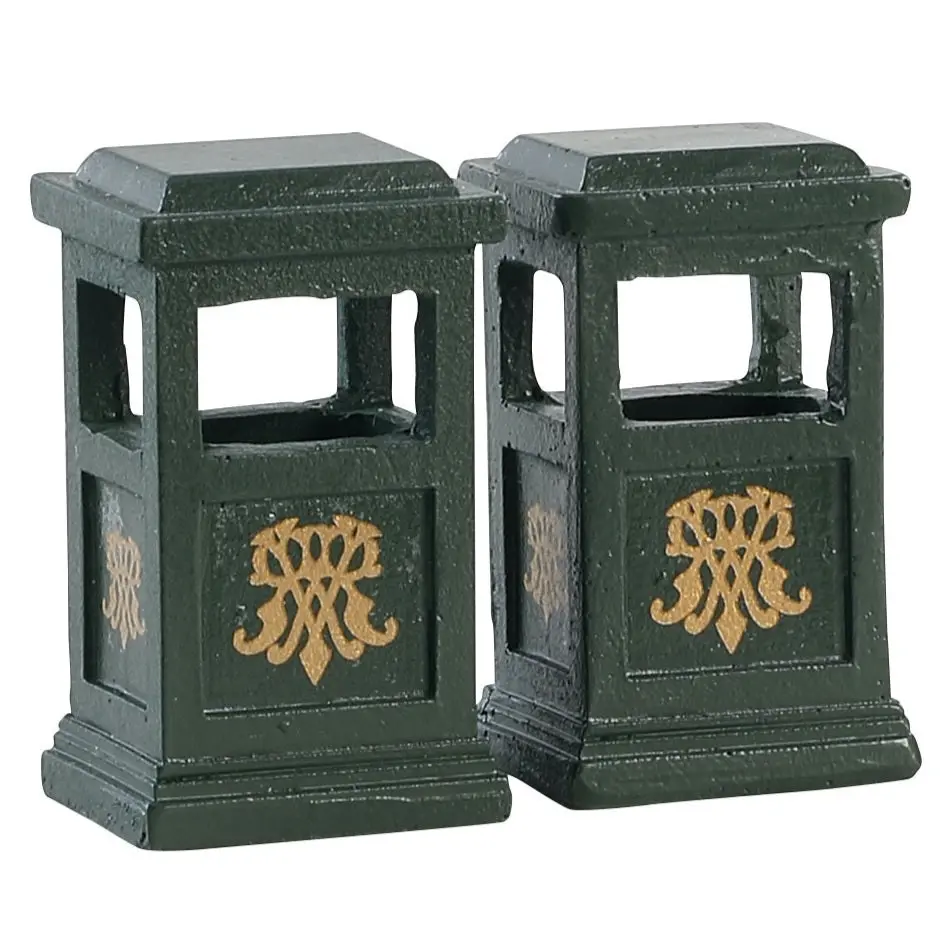 Lemax General Collectibles Accessory: Green Trash Cans, Set Of 2 #84386 1