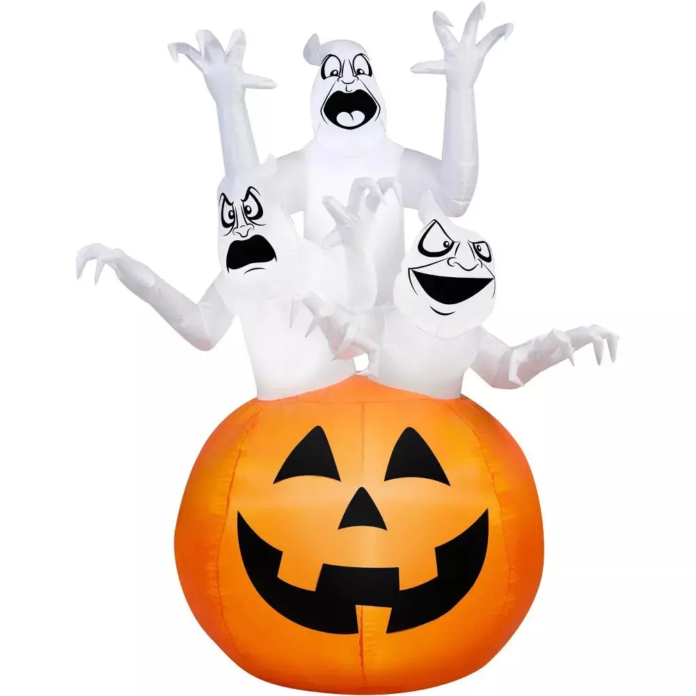 6' Airblown® 3 Ghosts In A Pumpkin Inflatable Halloween Scene 1