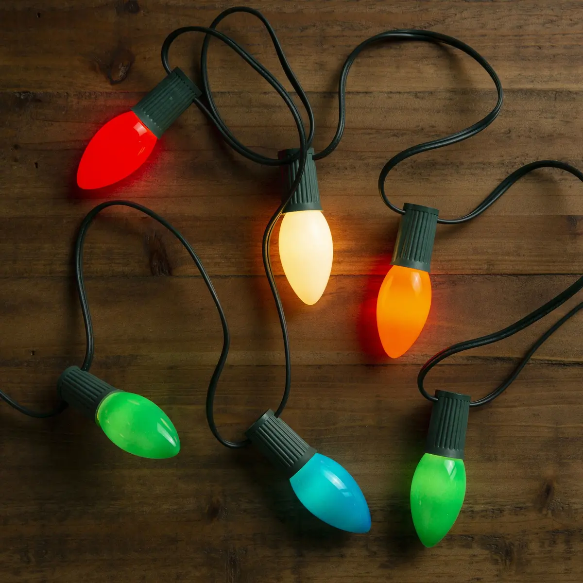 Set Of 25 Ceramic C9 Multi-Colored Christmas Lights 1