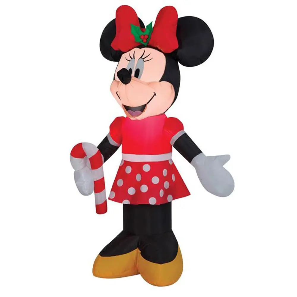 3.5' Airblown® Inflatable Minnie Mouse With Candy Cane By Gemmy 1