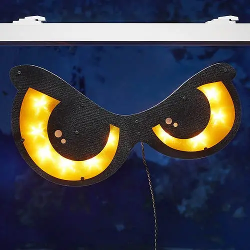 20" Lighted Shimmering Orange Eyes Decoration 1