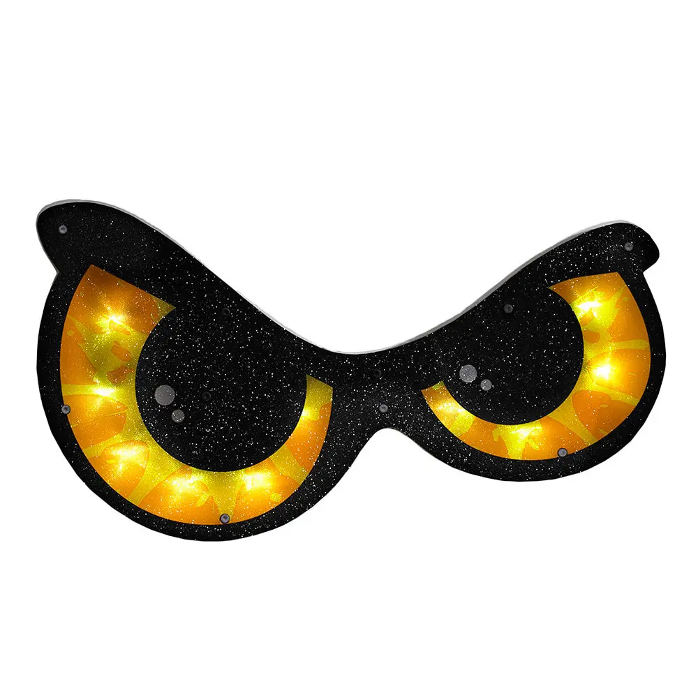 20" Lighted Shimmering Orange Eyes Decoration 2