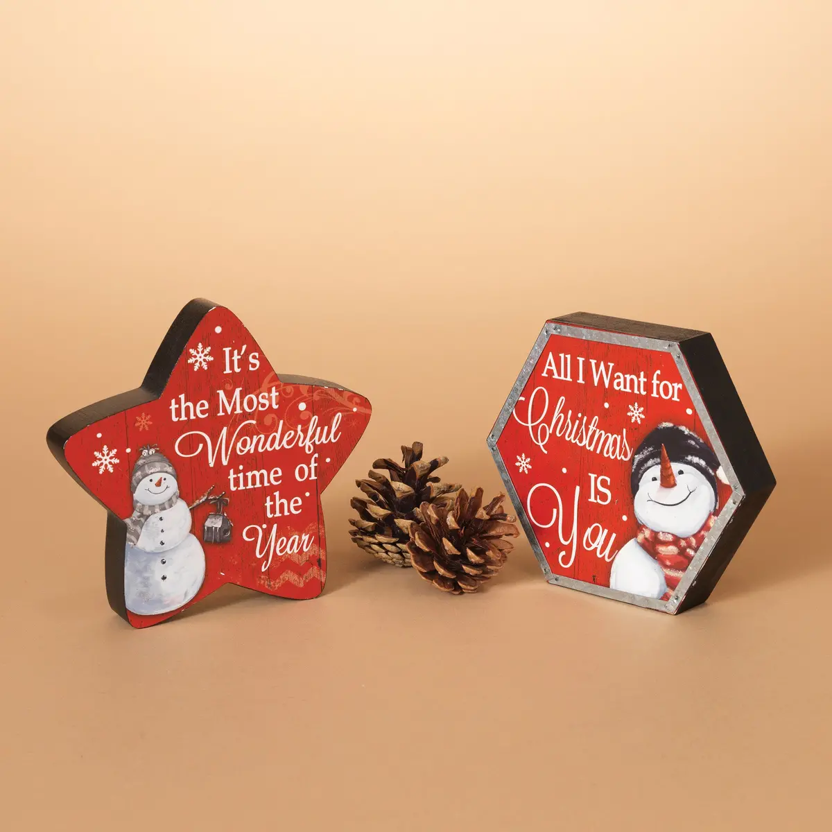 6" Wooden Holiday Snowman Tabletop Decoration 1