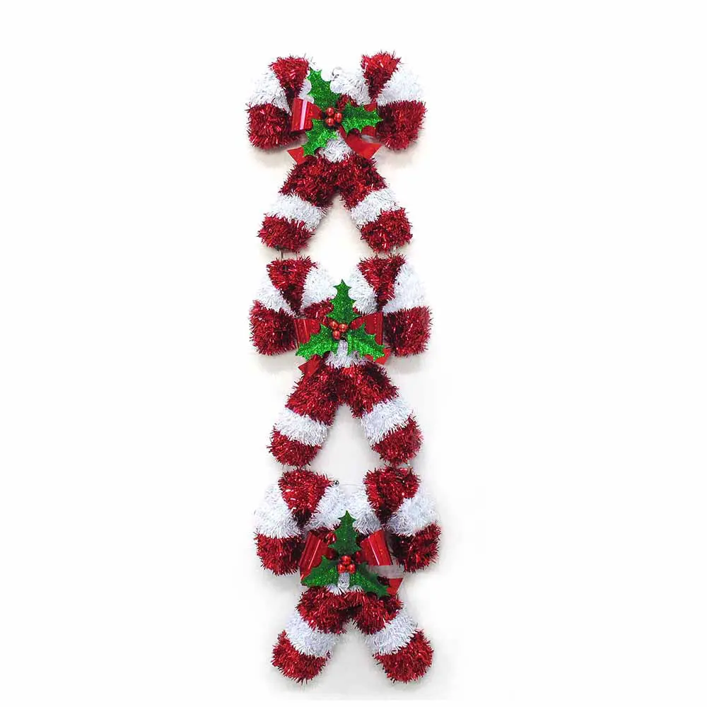 Shiny Tinsel Totem-Style Candy Cane Decoration 1