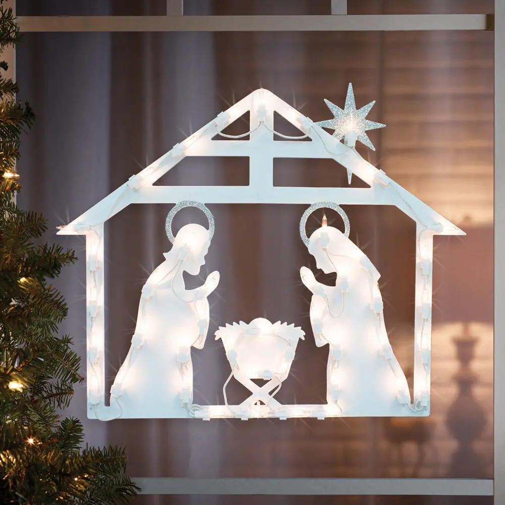 Illuminated Nativity Window Silhouette 1