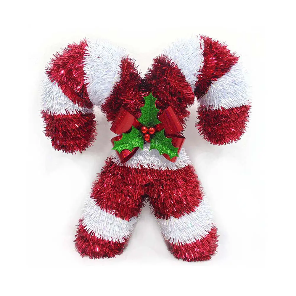 12" 3D Tinsel Double Candy Cane Tabletop Decoration 1