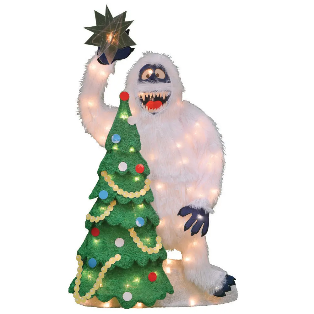 32" Lighted Soft Tinsel Bumble And Christmas Tree Sculpture 1