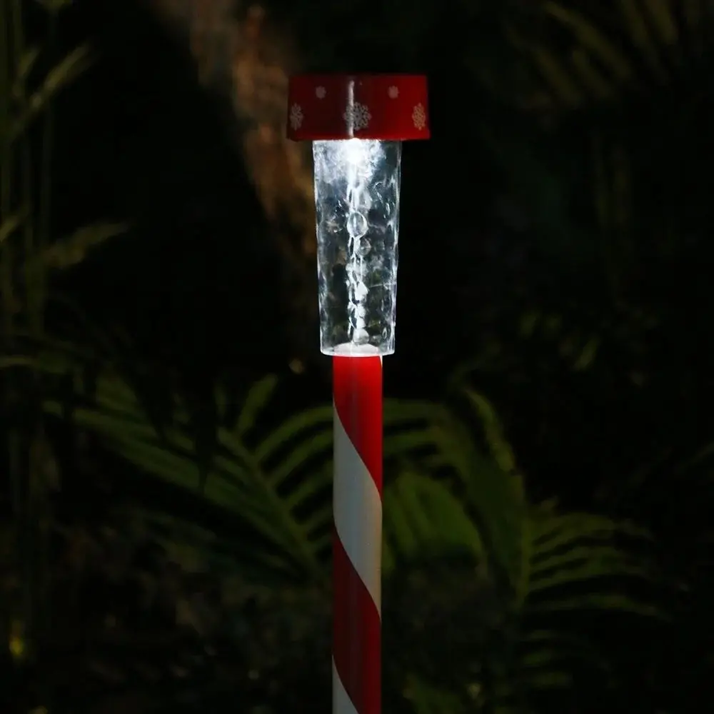 Solar-Powered Candy Cane Striped Garden Stake Lights 1
