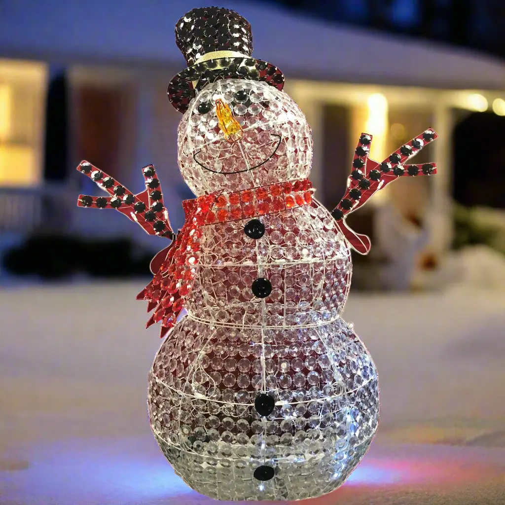 52" Ice Crystal Led Snowman Lawn Sculpture 2