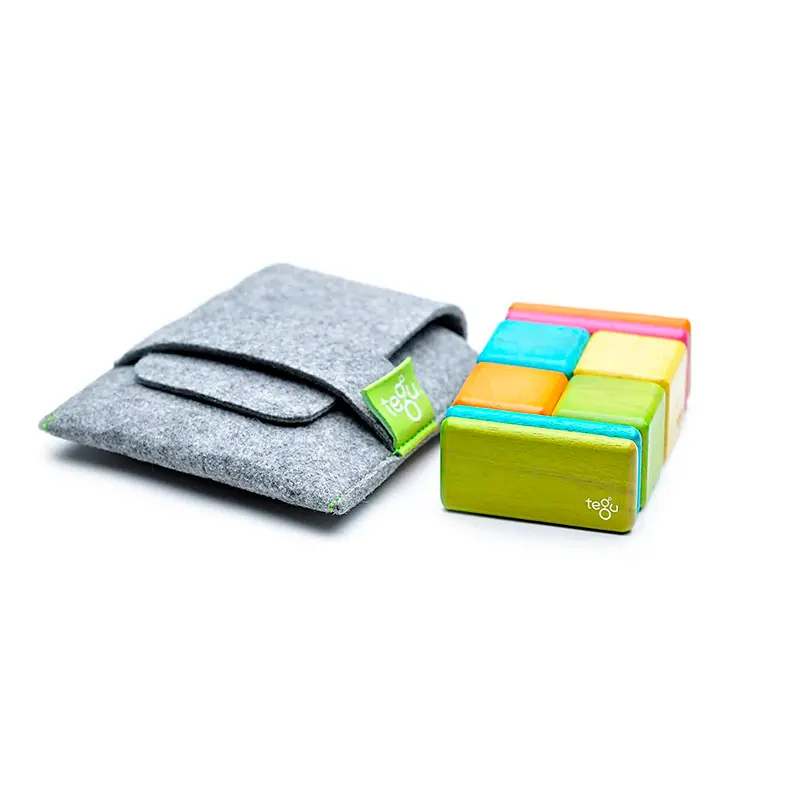 Tegu Original Pocket Pouch Magnetic Wooden Blocks 8 Pieces 2