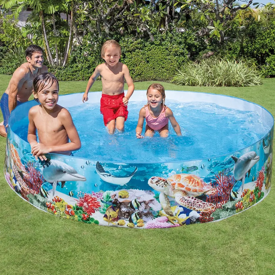 Intex 8' X 16" Deep Blue Sea Plastic Snapset Kiddie Pool 1