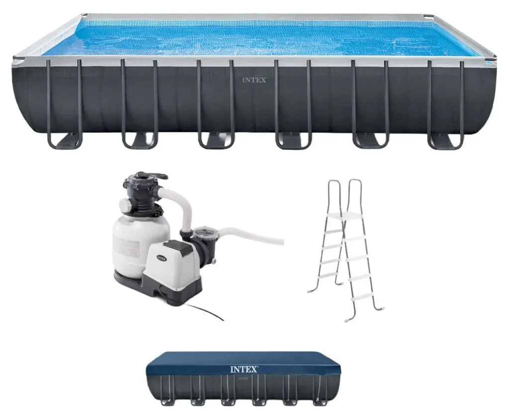 Intex 24' X 12' X 52" Ultra Xtr Rectangular Frame Pool Set With Sand Filter Pump 1