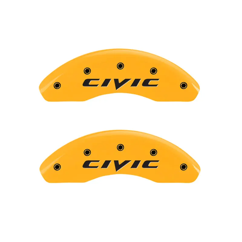 Mgp 4 Caliper Covers Engraved Front 2015/Civic Engraved Rear 2015/Civic Yellow Finish Black Ch 1