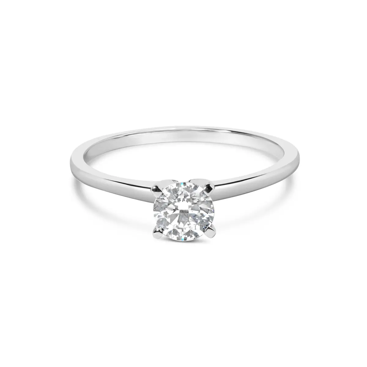 14K White Gold 1/2 Cttw Round Lab Grown Diamond 4 Prong Solitaire Engagement Ring (F-G Color, Vs2-Si1 Clarity) - Size 7 1