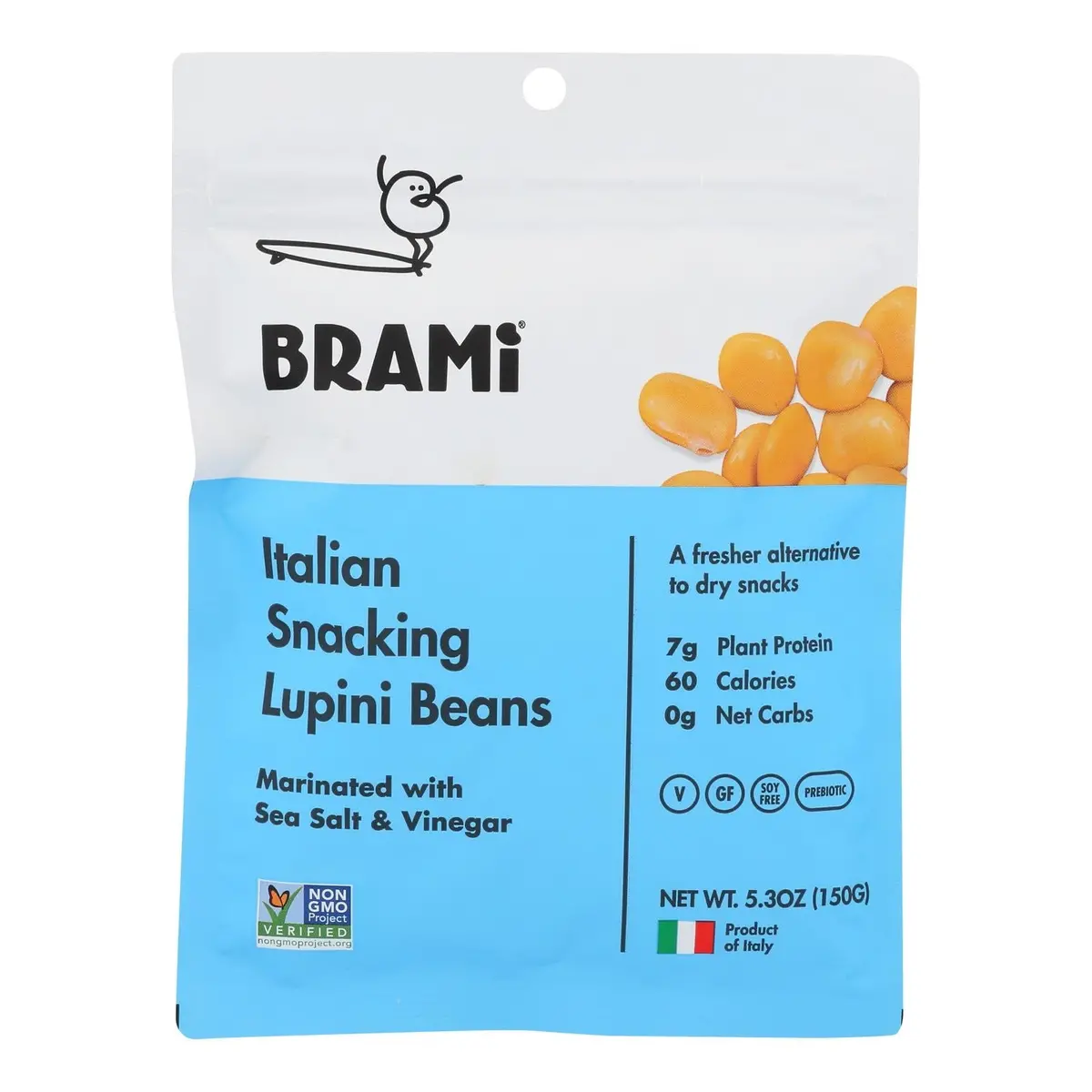 Brami Lupini Snack: Sea Salt Delights, 8-Pack X 5.3 Oz 1